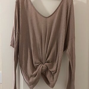 Wishlist Taupe Knotted Blouse